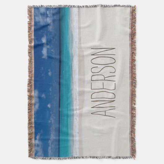 ビーチのコレクションの名前をカスタムする スローブランケット (正面縦)