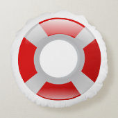 ビーチのコレクション: 命の恩人の枕 ラウンドクッション (裏面)