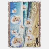ビーチのコーギー スローブランケット (正面縦)
