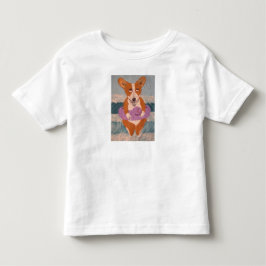 ビーチのコーギーTシャツ トドラーTシャツ
