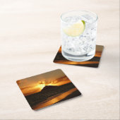 ビーチのコースターのハワイの日の出 スクエアペーパーコースター (インサイチュ)