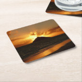 ビーチのコースターのハワイの日の出 スクエアペーパーコースター (アングル)