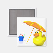 ビーチのゴム製アヒル マグネット (正面/裏面)