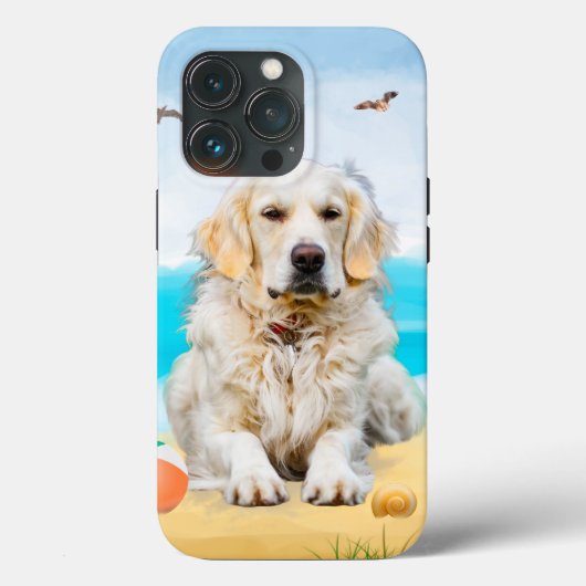 ビーチのゴールデンレトリバー Case-Mate iPhoneケース (裏面)