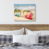 ビーチのサングラスでの椅子の反射 キャンバスプリント (インサイチュ (寝室))