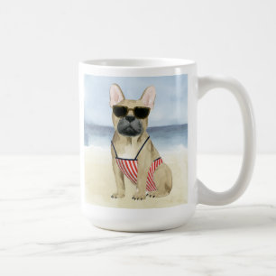 ビーチのサングラスのホットドッグ の子犬 コーヒーマグカップ
