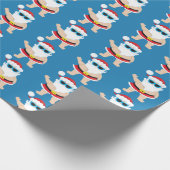 ビーチのサンタのお祝いの休日はパーティーの覆いをタイルを張りました ラッピングペーパー (角)