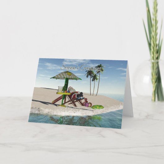 ビーチのサンタの飲むレモネード シーズンカード (正面)