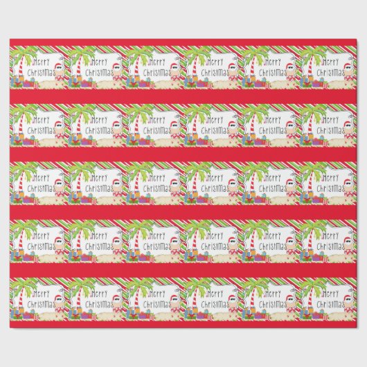 ビーチのサンタ ラッピングペーパー (シーム)