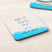 ビーチのサンダルの結婚は感謝していしています コースター (左側)