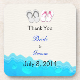 ビーチのサンダルの結婚は感謝していしています コースター