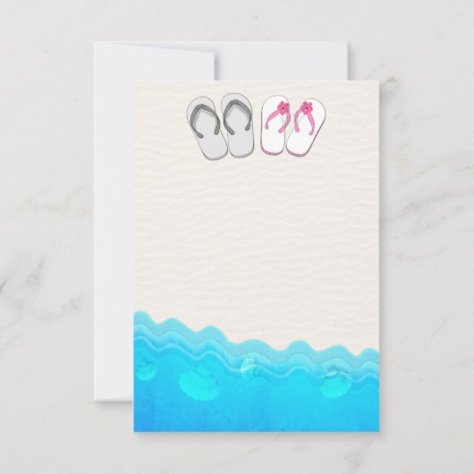 ビーチのサンダルの結婚式招待状 招待状 (裏面)