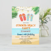 ビーチのサンダル誕生日パーティー 招待状 (スタンド正面)