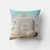 ビーチのサンドドルを使った結婚式のステーショナリー クッション (裏面)