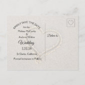 ビーチのサンド・ダラーにテーマを当てた結婚式のSave the Date 案内ポストカード (裏面)