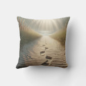 ビーチのサンビーム付き砂の足跡 クッション (裏面)