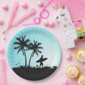 ビーチのサーファーの紙皿 ペーパープレート (パーティー)