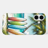 ビーチのサーフボード水彩画とインク Case-Mate iPhoneケース (裏面 (横))