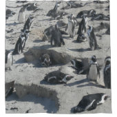 ビーチのシャワー・カーテンのかわいいペンギン シャワーカーテン (正面)