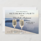 ビーチのシャンパンパーティー引退のお誘い 招待状 (正面)