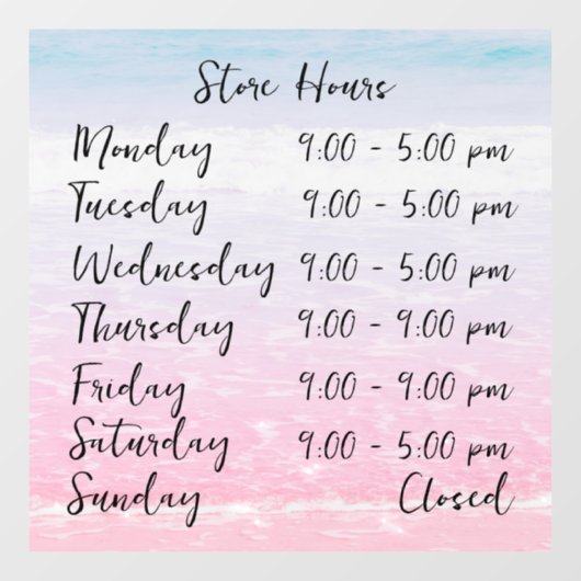 ビーチのシーンストア時間パーソナライズされた ウィンドウサイン (シート)