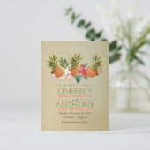 ビーチのストリングライトpineapple日付を保存 案内ポストカード (スタンド正面)