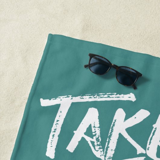 ビーチのタイポグラフィの写真テンプレートに私を連れて行って下さい ビーチタオル (インサイチュ)