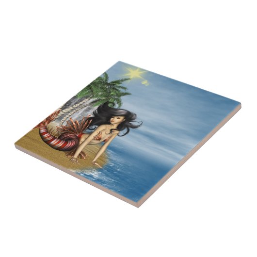 ビーチのタイルの人魚 タイル (側面)