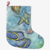 ビーチのテーマのクリスマスのストッキング ラージクリスマスストッキング (正面)