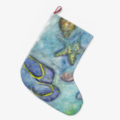 ビーチのテーマのクリスマスのストッキング ラージクリスマスストッキング (正面 (吊り時))