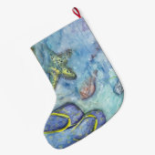 ビーチのテーマのクリスマスのストッキング ラージクリスマスストッキング (裏面 (吊り時))