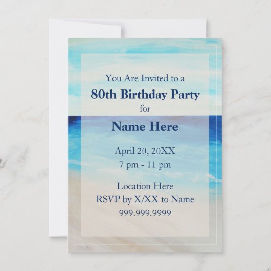 ビーチのテーマのパーティの招待状 招待状 (裏面)