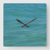 ビーチのテーマの熱帯青緑のアクアマリンの波 スクエア壁時計 (正面)