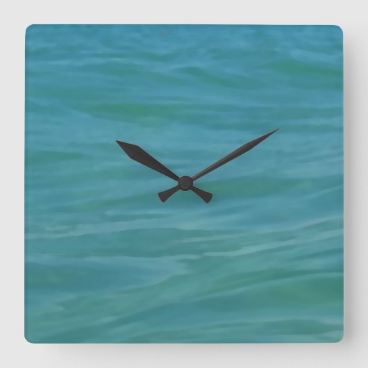ビーチのテーマの熱帯青緑のアクアマリンの波 スクエア壁時計 (正面)