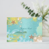 ビーチのテーマの結婚式のカメのヒトデ 出欠カード (スタンド正面)