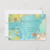 ビーチのテーマの結婚式のカメのヒトデ 出欠カード (裏面)