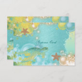 ビーチのテーマの結婚式のカメのヒトデ 出欠カード (正面/裏面)