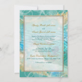 ビーチのテーマの結婚式のカメの青 招待状 (裏面)