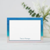 ビーチのテーマの青い海の海の装飾的な写真のシンプル サンキューカード (スタンド正面)