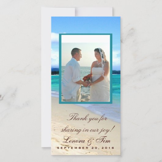 ビーチのテーマは写真カード感謝していしています サンキューカード (正面)