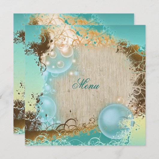 ビーチのテーマメニューエレガントなパーティー メニュー (正面/裏面)