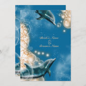 ビーチのテーマ-結婚式のイルカのエレガントなパーティー 招待状 (正面/裏面)