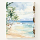 ビーチのトロピカルパームツリー波のビジネスロゴ ノートブック (裏面)
