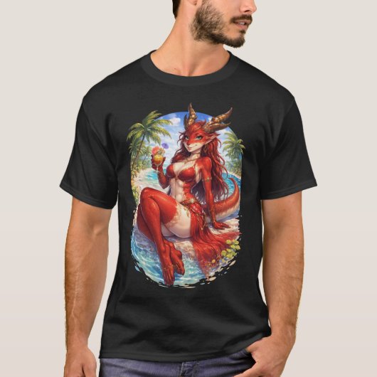 ビーチのドラゴン Tシャツ (正面)