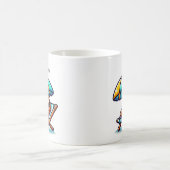 ビーチのナマケモノ 面白いコーヒーマグ コーヒーマグカップ (中央)