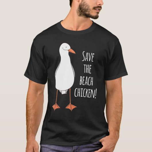 ビーチのニワトリを救え！カモメ Tシャツ (正面)