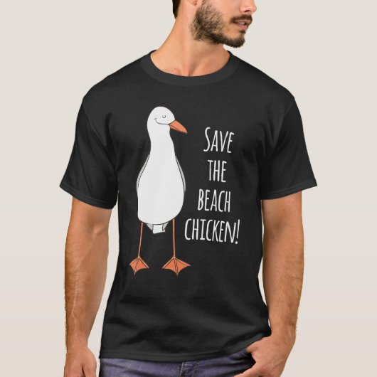 ビーチのニワトリを救え!カモメ Tシャツ (正面)