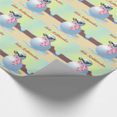 ビーチのハワイのクリスマスの包装紙の雪だるま ラッピングペーパー (角)