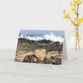 ビーチのハートの挨拶状(中ブランク) カード (黄色い花)