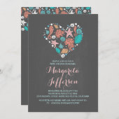 ビーチのハートの航海のな沿岸ベビーシャワー 招待状 (正面/裏面)